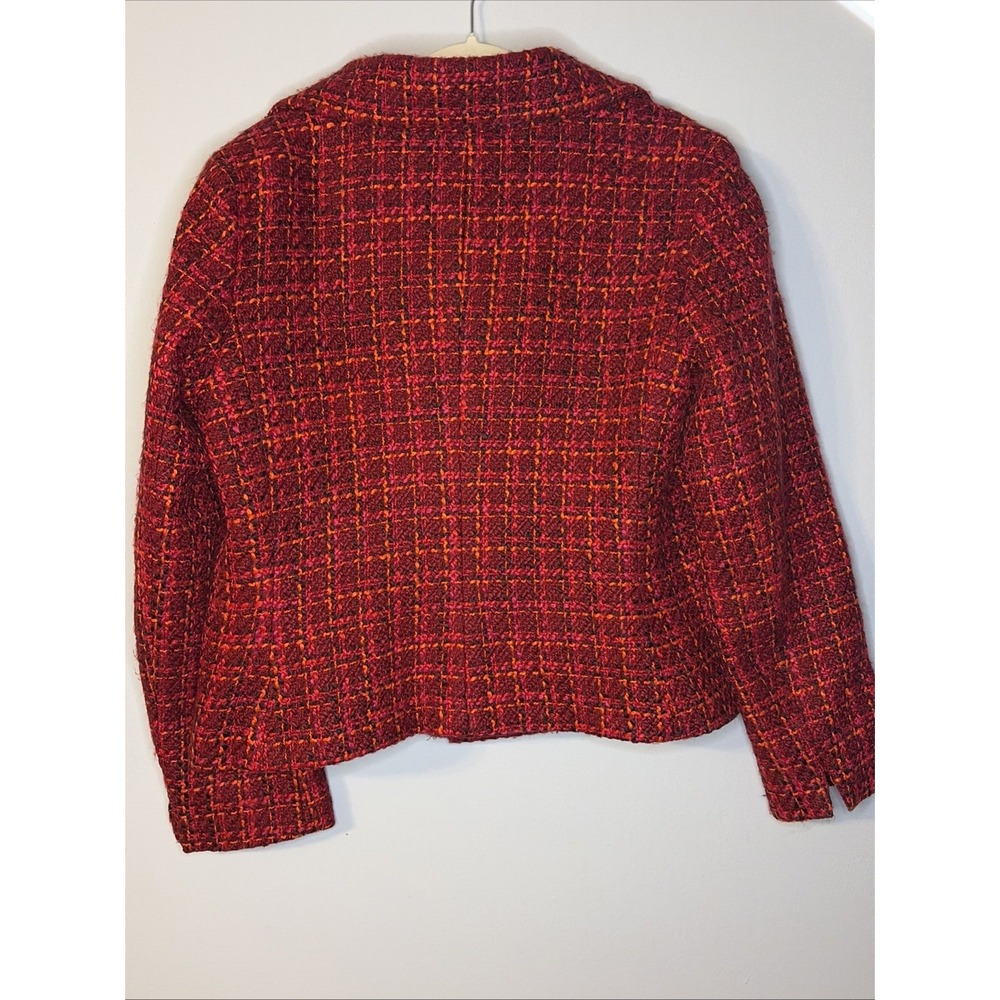 Talbots Women's 14 Blazer Red Wool Blend Blazer Jacket Double Button Front - Picture 2 of 12